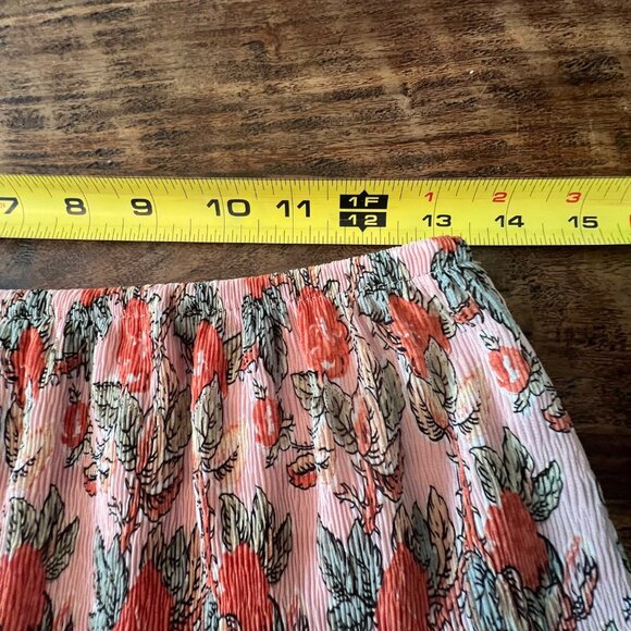 Floral Print Pleated Skirt By Max Studio S Polyester & Rayon Blend - Picture 4 of 8